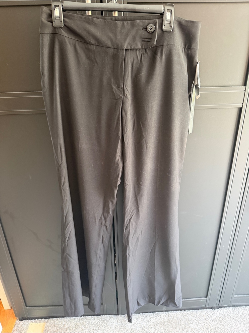 Kenar Black Wide-Leg Dress Pants with Button Waist